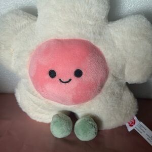 American Greetings Plush Flower Toy - Pink Face, Cream Petals, Green Feet